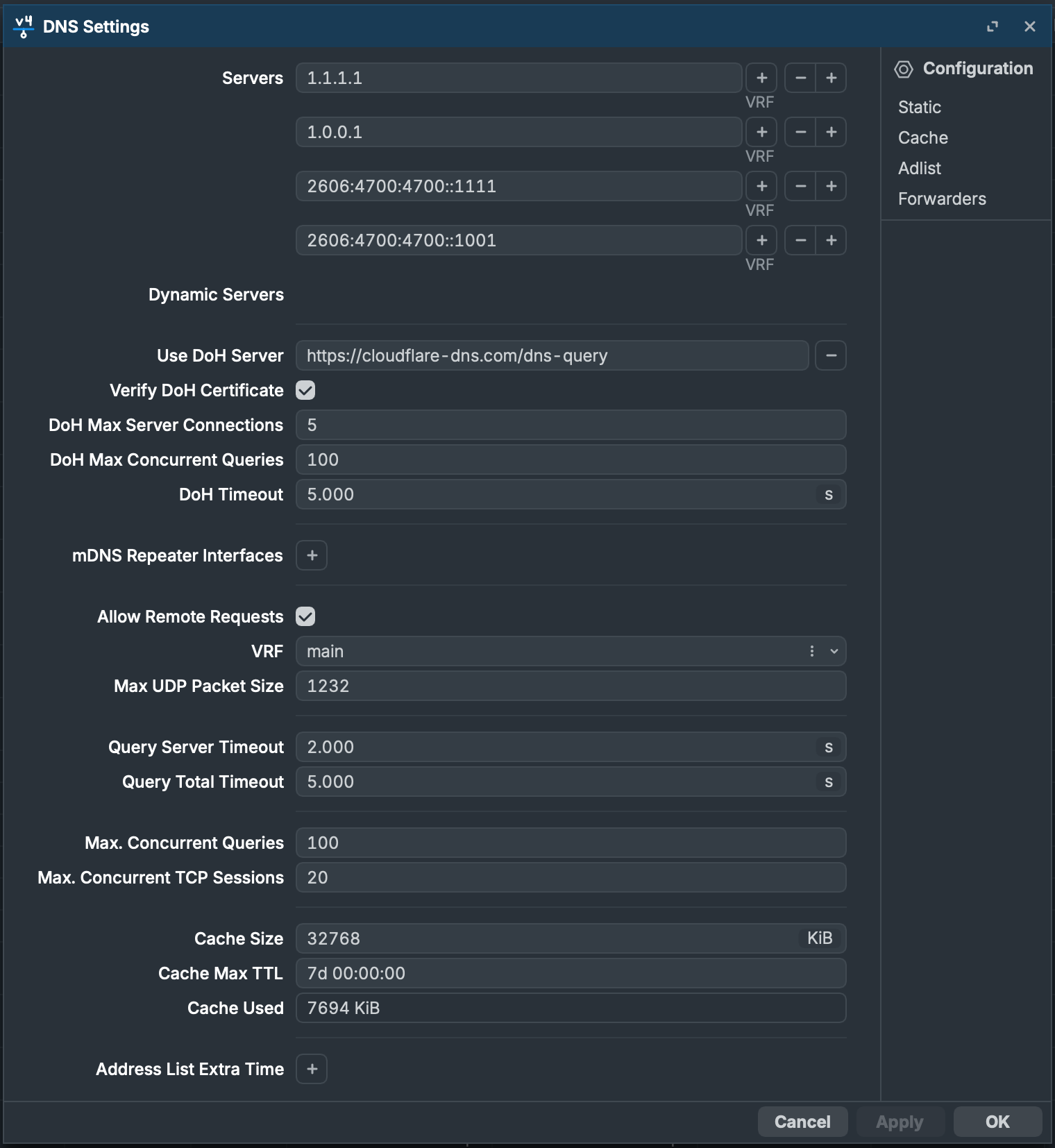 DoH with a dual stack setup on RouterOS 7.23.3+